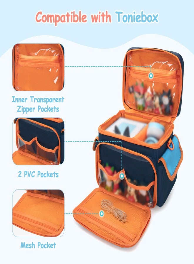 GRAOSO Carrying Case Compatible with Tonies 2/1, Storage Bag Organizer for Audio Player Starter Set, Figures, Headphones, Charging Station, Accessories, with Shoulder Strap and Handle, Blue (Case Only) - Image 2